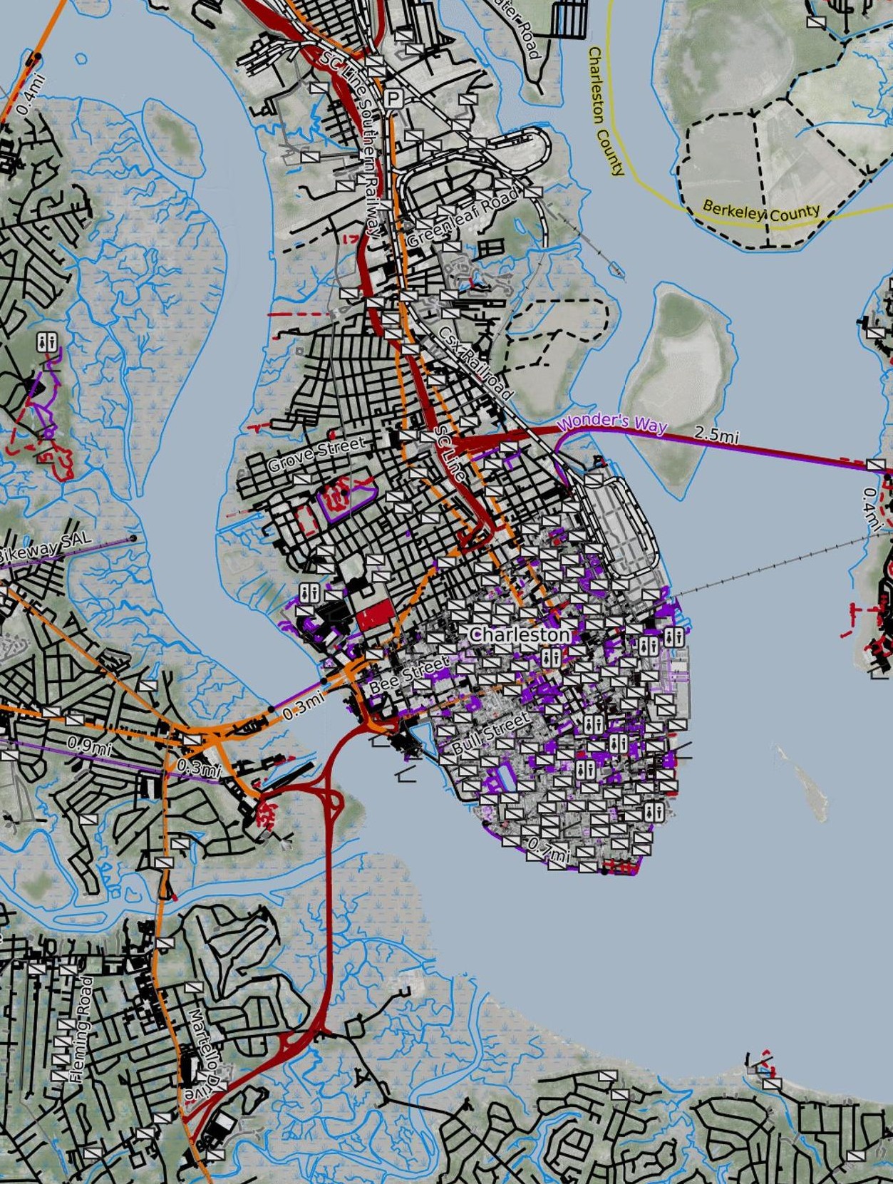 Map silhouette of Charleston